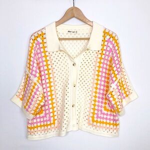 New In M/L polo Multicolored crochet cardigan